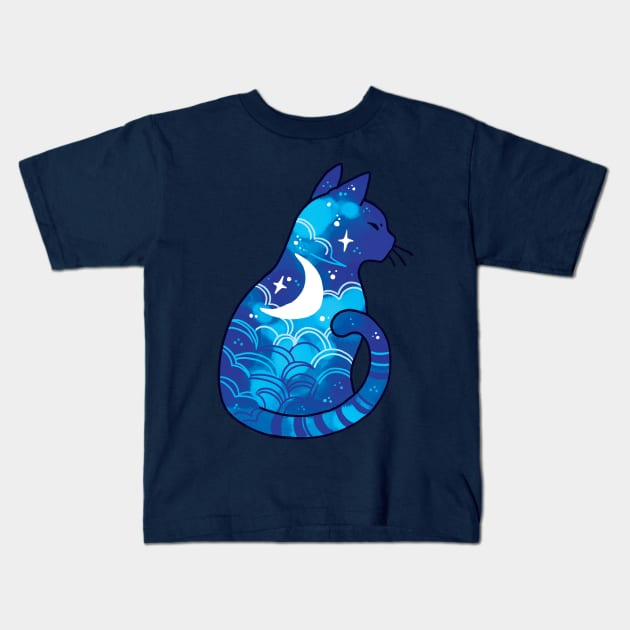 Spirit Moon Cat Kids T-Shirt by MichelleScribbles